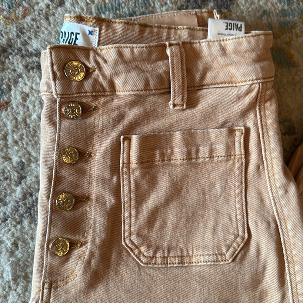 PAIGE Anessa Wide Leg Cropped Jeans Size 28 Tan - Picture 15 of 16